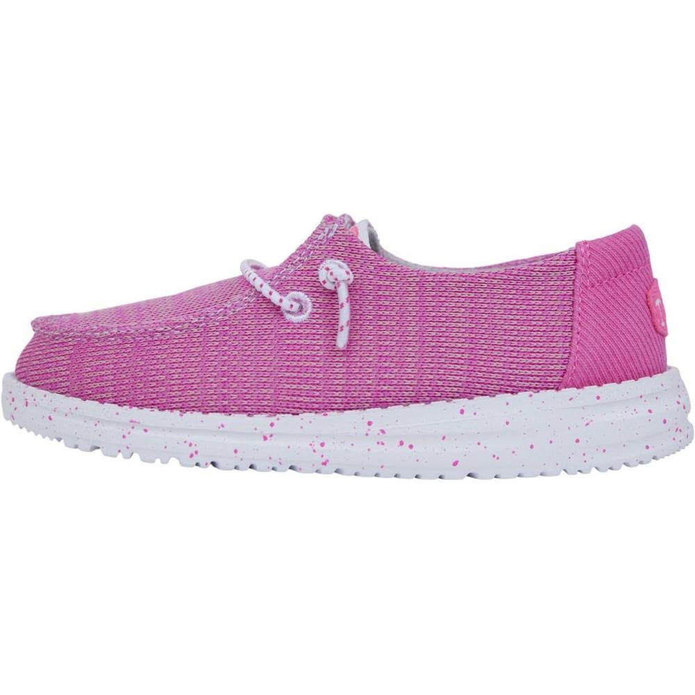 imageHEYDUDE Wendy Sport Mesh Loafers for Kids Girls  Textile Upper  TwoEyelet Lace Closure  Slipon StyleBright Pink