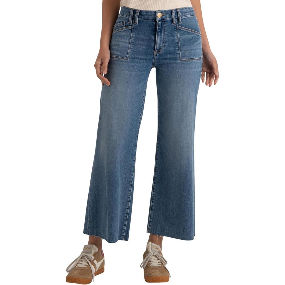 imageKUT from the Kloth Meg HighRise Fab Ab Wide Leg Raw HemEarn