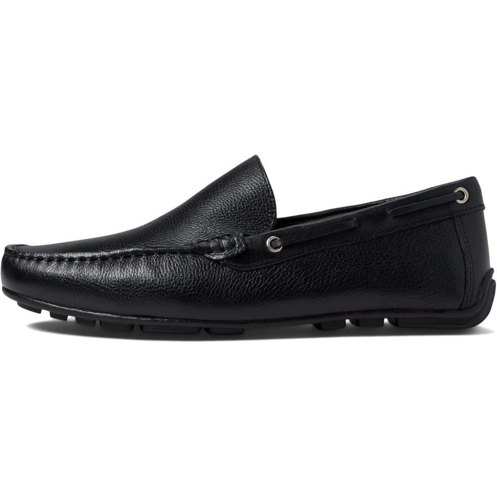 imageMens Genuine Leather Casual Slip On Venetian LoafersBlack Grainy