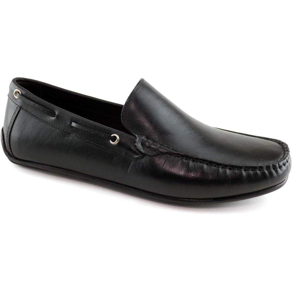 imageMens Genuine Leather Casual Slip On Venetian LoafersBlack Napa