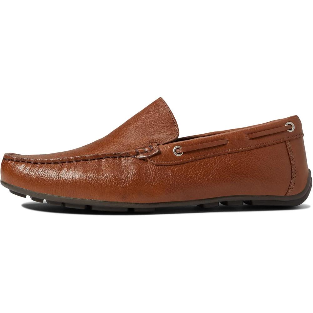 imageMens Genuine Leather Casual Slip On Venetian LoafersCognac Grainy