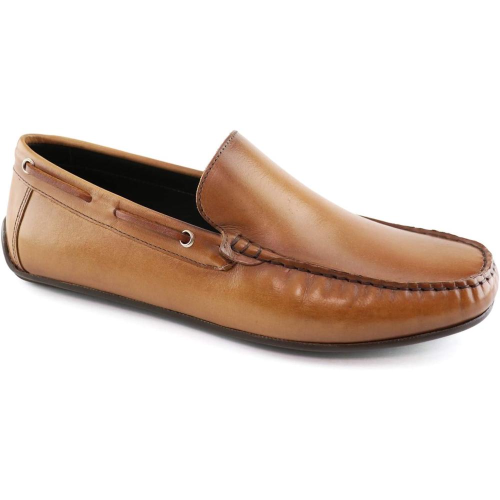 imageMens Genuine Leather Casual Slip On Venetian LoafersTan Napa
