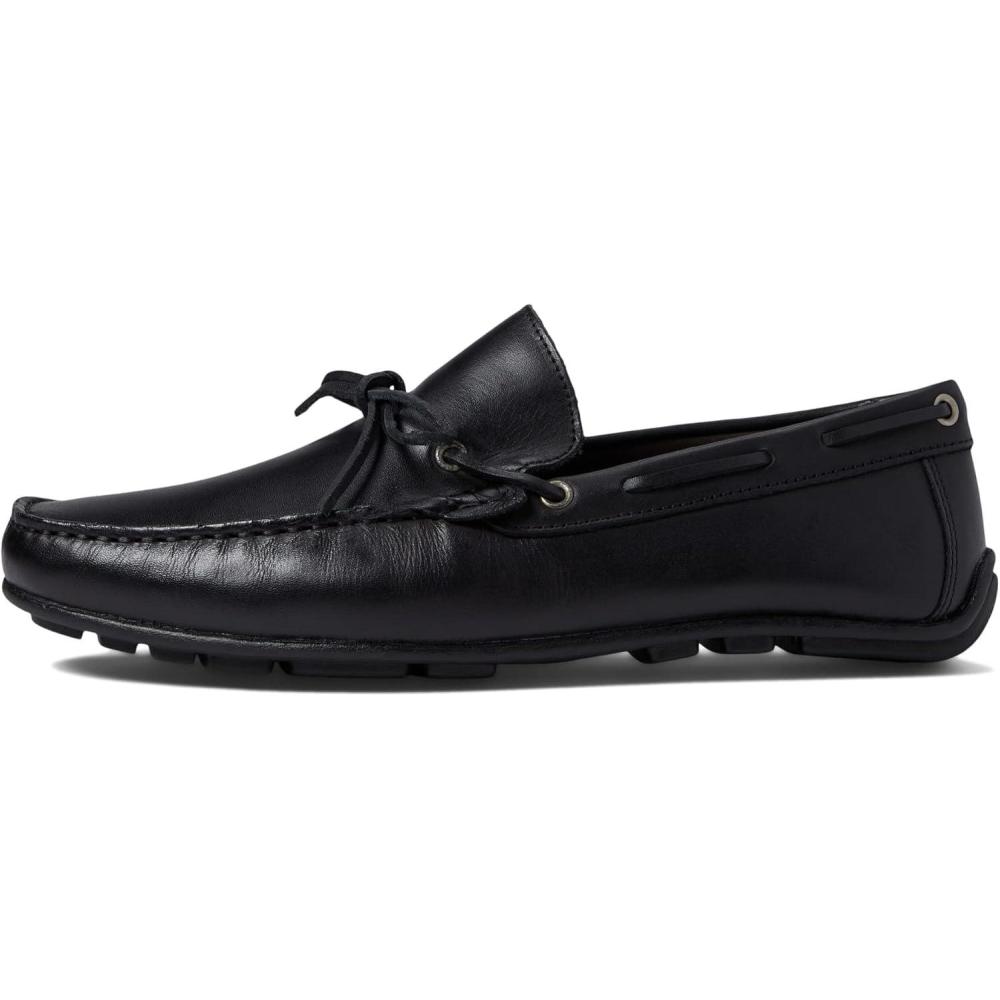 imageMens Genuine Leather Casual Slip on TieBow LoafersBlack Napa