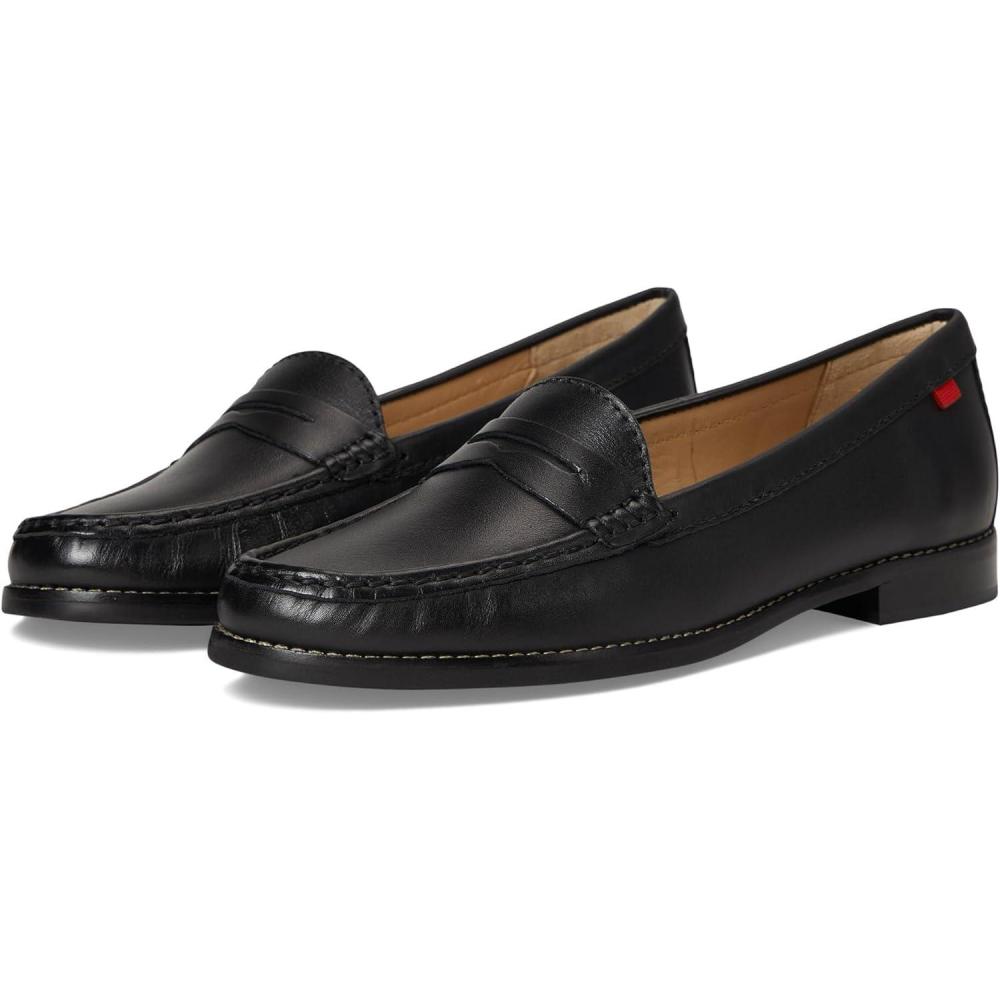 imageWomens Genuine Leather Comfort Slip on Penny LoafersBlack Napa