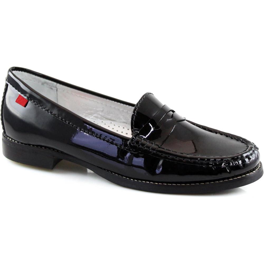 imageWomens Genuine Leather Comfort Slip on Penny LoafersBlack Patent