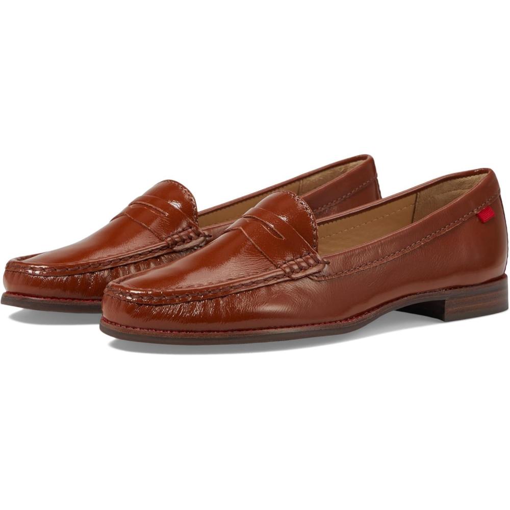 imageWomens Genuine Leather Comfort Slip on Penny LoafersCognac Svelte Patent