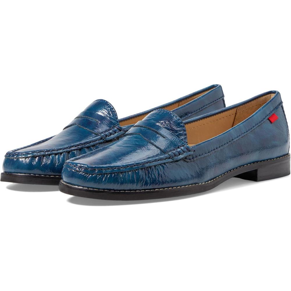 imageWomens Genuine Leather Comfort Slip on Penny LoafersDenim Stained Patent