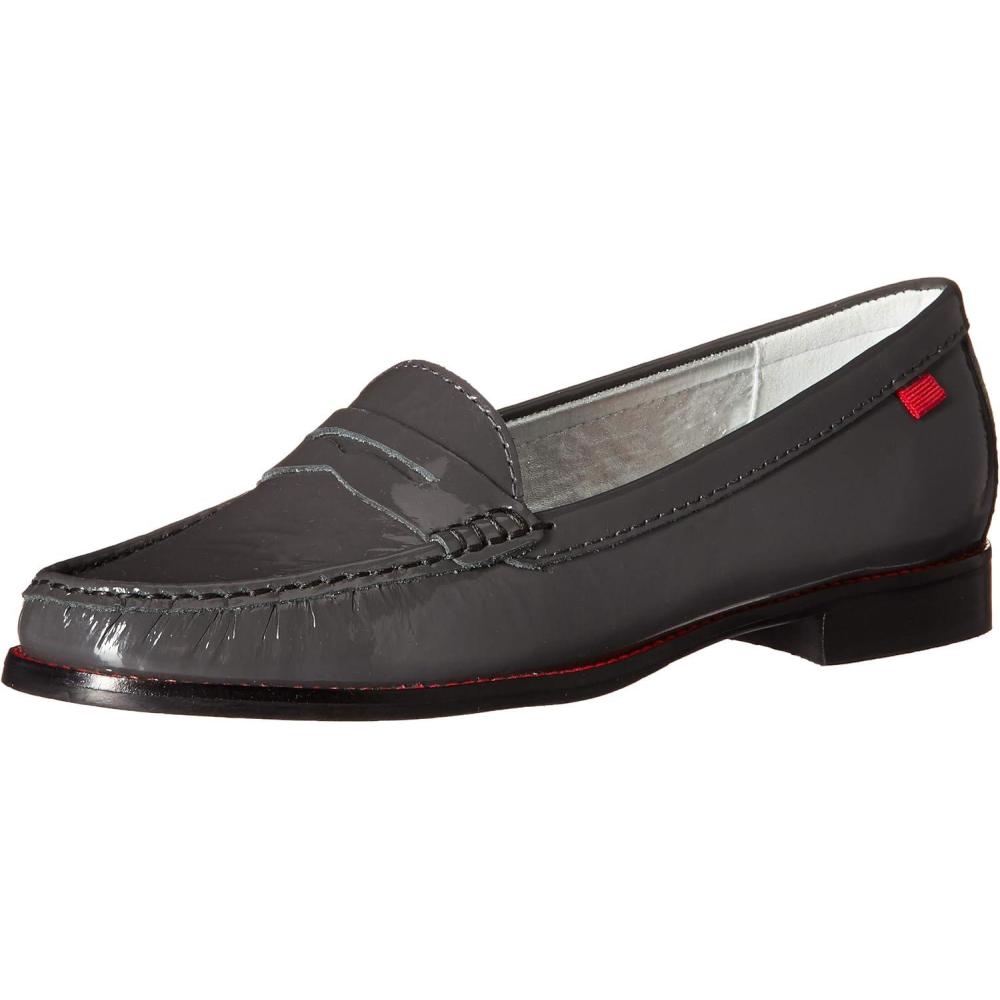 imageWomens Genuine Leather Comfort Slip on Penny LoafersGrey Patent