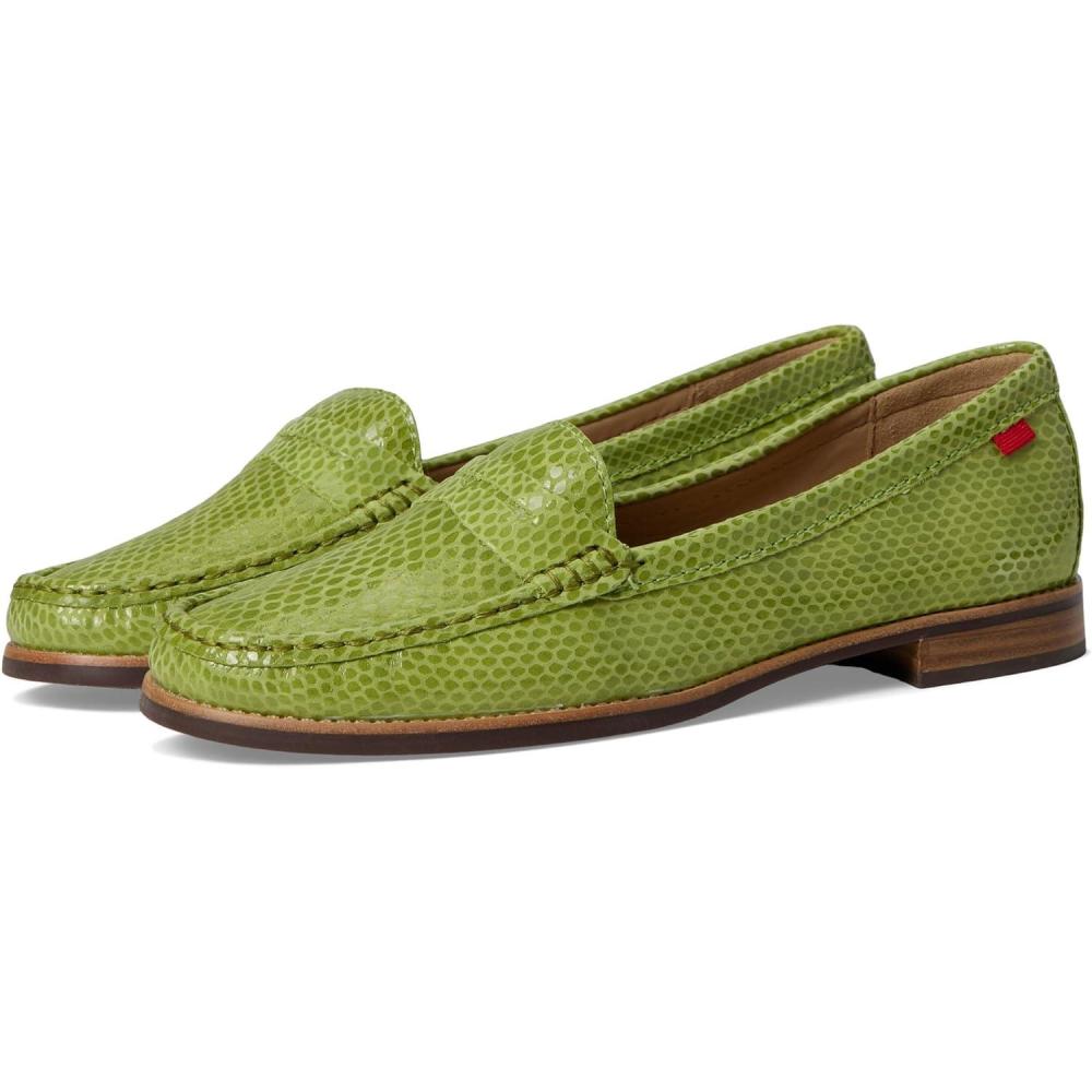 imageWomens Genuine Leather Comfort Slip on Penny LoafersLime Snake