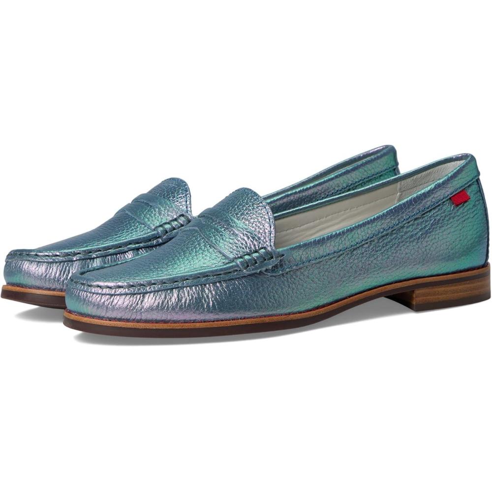 imageWomens Genuine Leather Comfort Slip on Penny LoafersOcean Prism Grainy