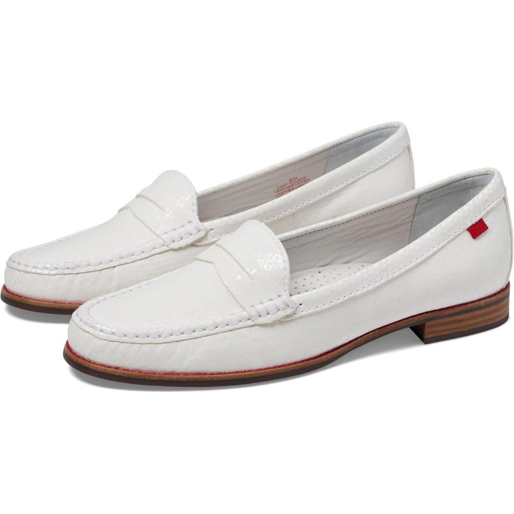 imageWomens Genuine Leather Comfort Slip on Penny LoafersWhite Snake