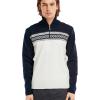 Dale of Norway Dalestolen Men’s Sweater – Merino Wool Mock Neck Sweater for Men – Quarter Zip Pullover -High Neck Ski Sweater(Offwhite Navy)