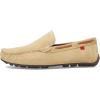 Men’s Genuine Leather Casual Slip On Venetian Loafers(Beige Suede)