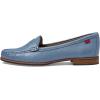 Womens Genuine Leather Comfort Slip on Penny Loafers(Atlantic Blue Pearlized Grainy)