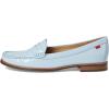Womens Genuine Leather Comfort Slip on Penny Loafers(Baby Blue Soft Patent)