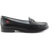 Womens Genuine Leather Comfort Slip on Penny Loafers(Black Grainy)