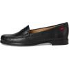 Womens Genuine Leather Comfort Slip on Penny Loafers(Black Napa)