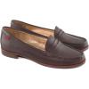 Womens Genuine Leather Comfort Slip on Penny Loafers(Brown Grainy)