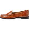 Womens Genuine Leather Comfort Slip on Penny Loafers(Cognac Stained Patent)
