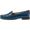 Womens Genuine Leather Comfort Slip on Penny Loafers(Denim Stained Patent)