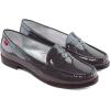 Womens Genuine Leather Comfort Slip on Penny Loafers(Grey Patent)