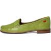 Womens Genuine Leather Comfort Slip on Penny Loafers(Lime Snake)