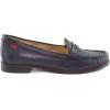 Womens Genuine Leather Comfort Slip on Penny Loafers(Navy Grainy)
