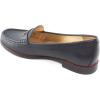 Womens Genuine Leather Comfort Slip on Penny Loafers(Navy Grainy)