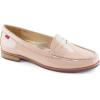 Womens Genuine Leather Comfort Slip on Penny Loafers(Nude Patent)