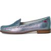 Womens Genuine Leather Comfort Slip on Penny Loafers(Ocean Prism Grainy)