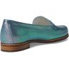 Womens Genuine Leather Comfort Slip on Penny Loafers(Ocean Prism Grainy)