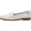 Womens Genuine Leather Comfort Slip on Penny Loafers(White Snake)