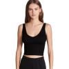 Free People Womens Solid Rib Brami(Black)