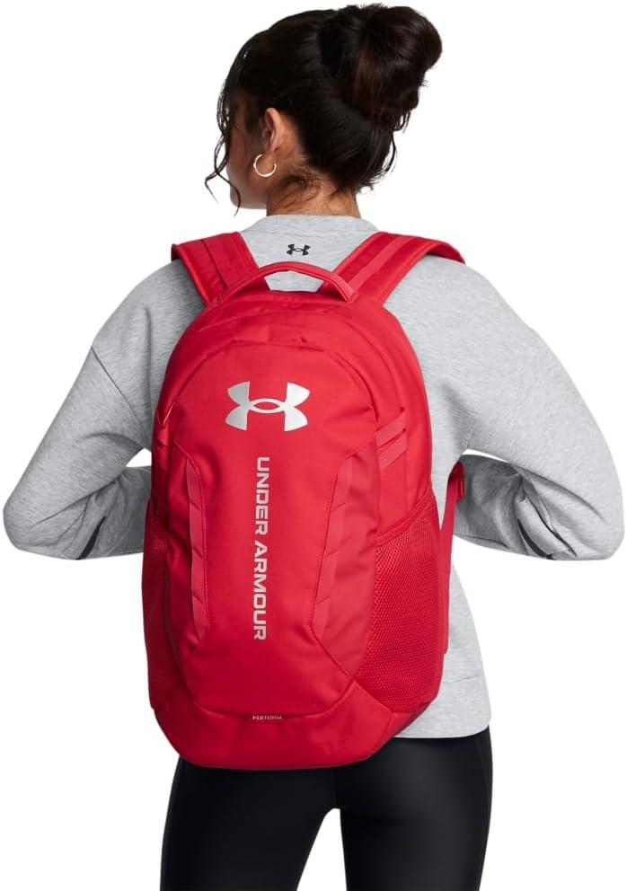 imageUnder Armour UnisexAdult Hustle 60 Backpack 410 Midnight NavyMidnight NavyMetallic Silver One Size Fits Most600 Red Red Metallic Silver