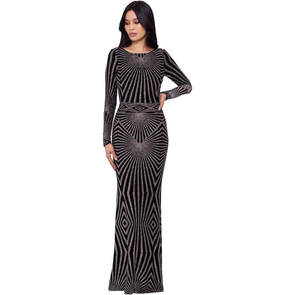 imageBetsy ampamp Adam Long Sleeve Geometric DressBlackRose