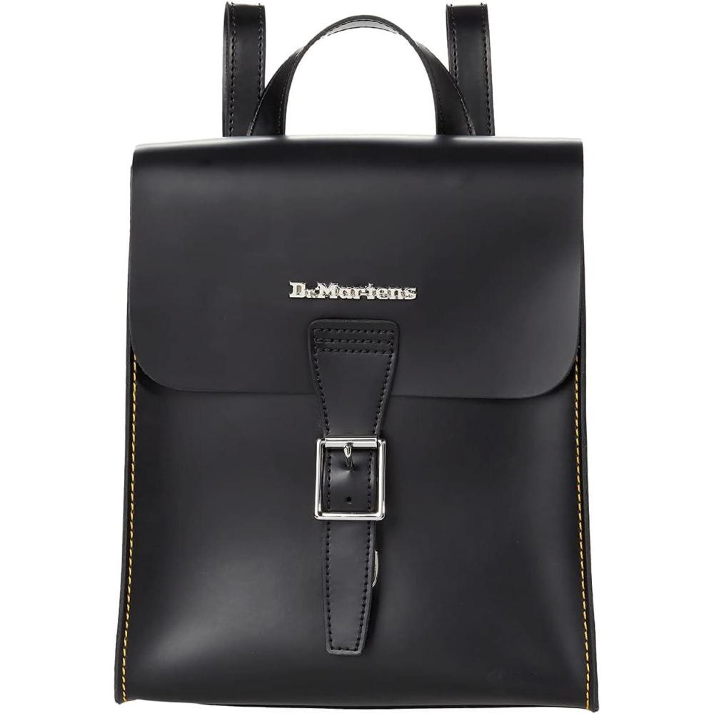 imageDr Martens Mini Leather Backpack Unisex Backpack Square Buckle Closure Top Carry Handle Buckle Straps Black One Size One SizeBlack