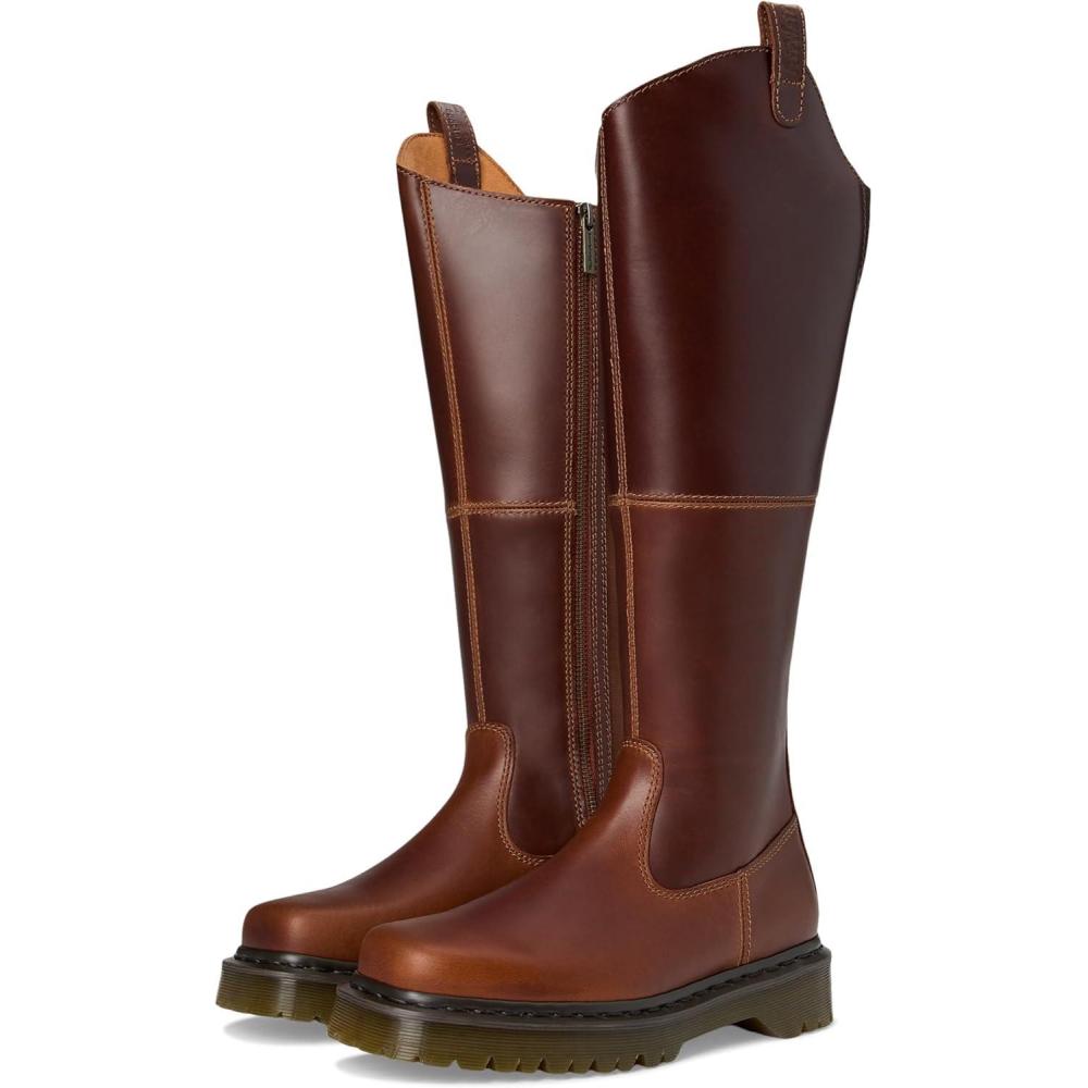 imageDr Martens Womens Amaayah Hi Leather Bex Riding Boots Knee HighButterscotch