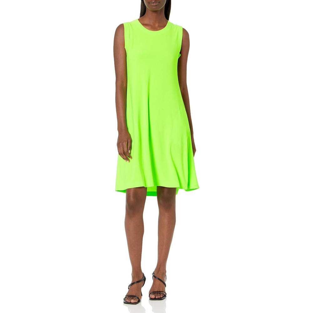 imageNorma Kamali Womens Sleeveless Swing DressNeon Green