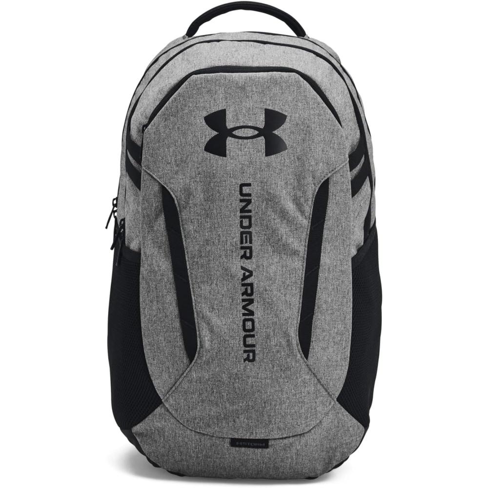 imageUnder Armour UnisexAdult Hustle 60 Backpack 410 Midnight NavyMidnight NavyMetallic Silver One Size Fits Most026 Castlerock Full Heather Black Black