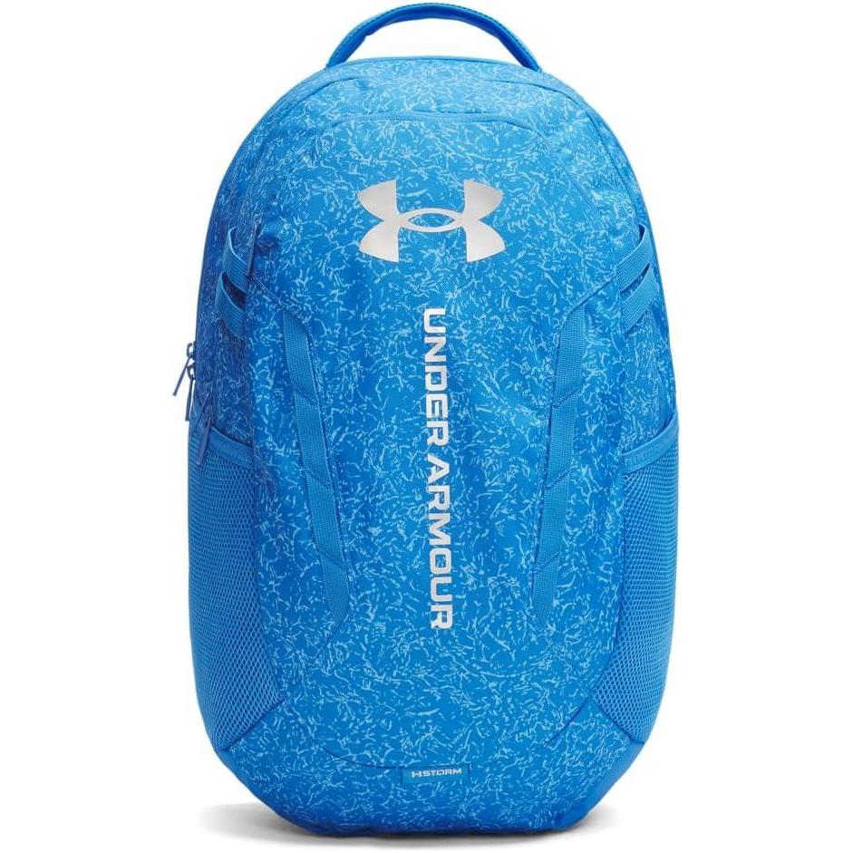 imageUnder Armour UnisexAdult Hustle 60 Backpack 410 Midnight NavyMidnight NavyMetallic Silver One Size Fits Most402 Blue Atlantis  Blue Atlantis  Metallic Silver