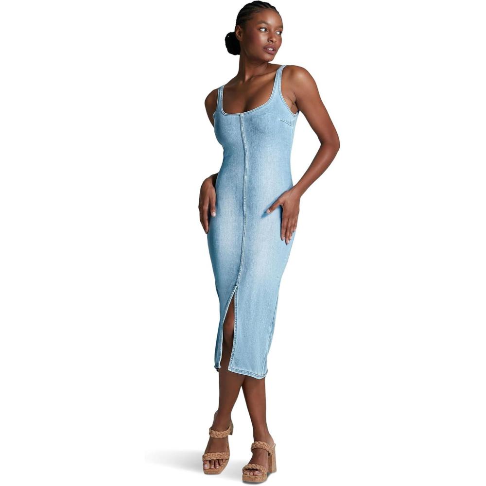 imagecommando Womens Do It All Denim Midi Tank DressWashed Indigo