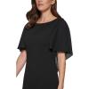 DKNY Chiffon Cape Overlay Dress(Black)