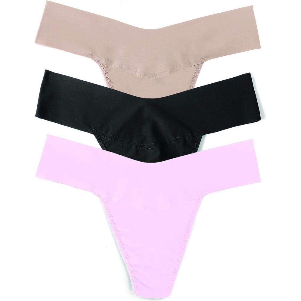 imagehanky panky  BreatheSoft Natural Rise Thongs for Women  Comfortable Everyday Lingerie Panties  Sizes XSXL  3 packBlack  Taupe  Bliss