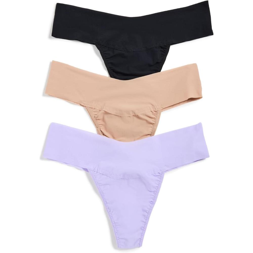 imagehanky panky  BreatheSoft Natural Rise Thongs for Women  Comfortable Everyday Lingerie Panties  Sizes XSXL  3 packBlackTaupeWisteria
