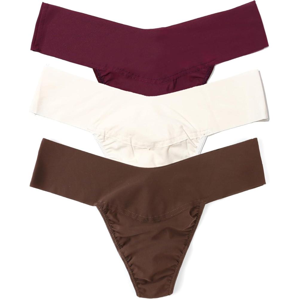 imagehanky panky  BreatheSoft Natural Rise Thongs for Women  Comfortable Everyday Lingerie Panties  Sizes XSXL  3 packDried Cherry  Linen White  Mahogany
