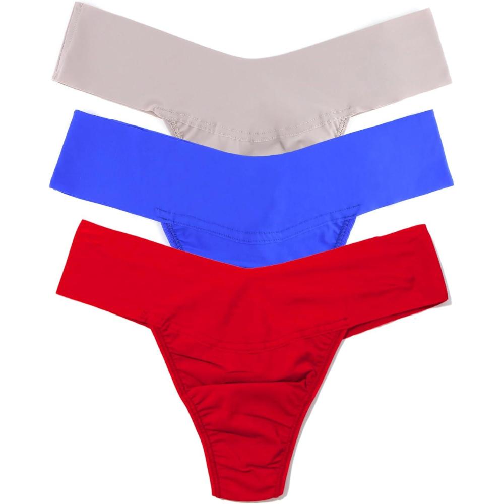 imagehanky panky  BreatheSoft Natural Rise Thongs for Women  Comfortable Everyday Lingerie Panties  Sizes XSXL  3 packEvening Grey  Brillian Blue  Crimson