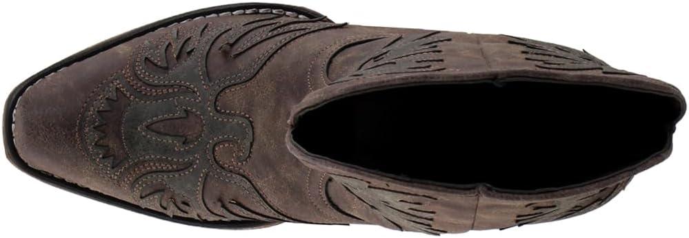 imageROPER Womens Amelia Tooled Inlay Snip Toe Casual Boots Ankle Low Heel 12quot BrownBrown