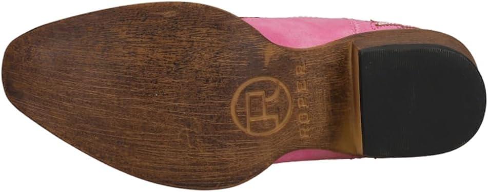 imageROPER Womens Amelia Tooled Inlay Snip Toe Casual Boots Ankle Low Heel 12quot BrownPink