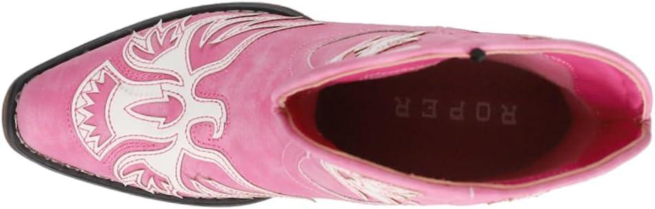 imageROPER Womens Amelia Tooled Inlay Snip Toe Casual Boots Ankle Low Heel 12quot BrownPink