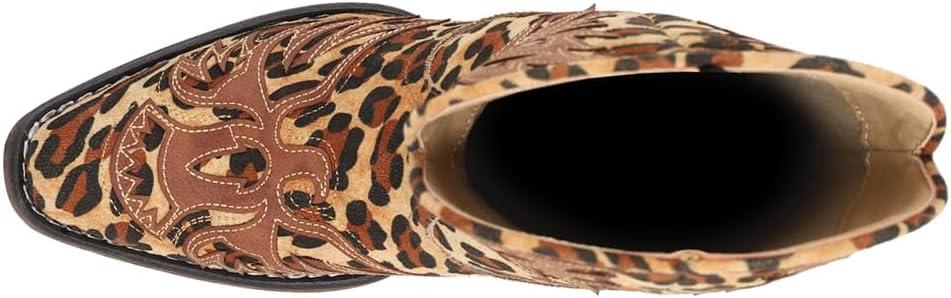 imageROPER Womens Amelia Tooled Inlay Snip Toe Casual Boots Ankle Low Heel 12quot BrownTan